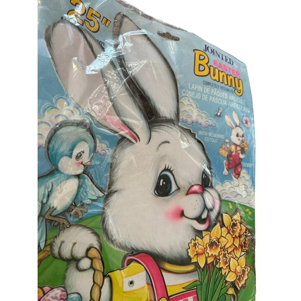 Beistle VTG 25” Jointed Easter Bunny Rabbit Die Cut‎ Posable Decoration 1992 NOS